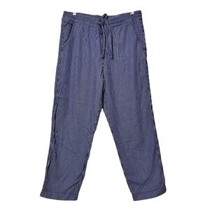Gap Womens Easy Pant Blue White Striped Cotton Rayon Drawstring Size M
